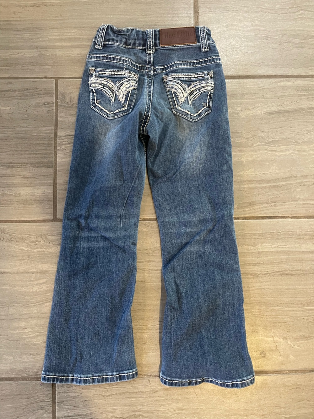 Girls' Dark Blue Embroidered Back Pocket Jeans
